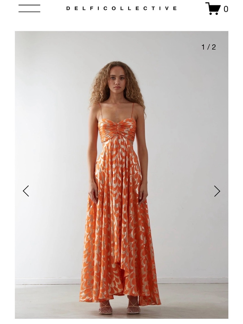 Delfi Collective Orange Printed Spaghetti-Strap Maxi Dress
